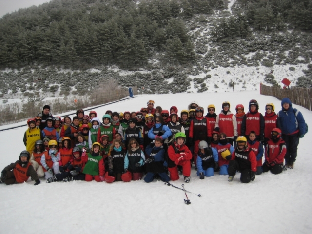  group ready to go up with snowshoes 